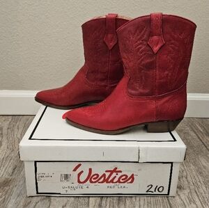 Red Leather Western Boots